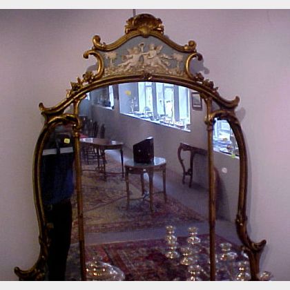 Victorian Painted and Parcel Gilt Overmantel Mirror