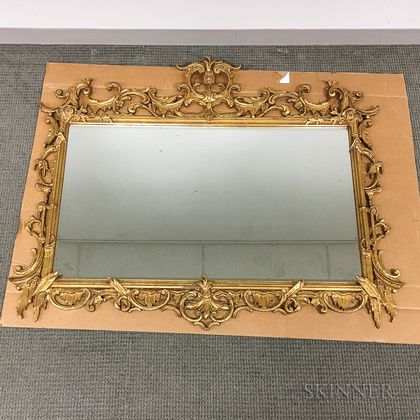 Rococo-style Carved Gilt-gesso Overmantel Mirror