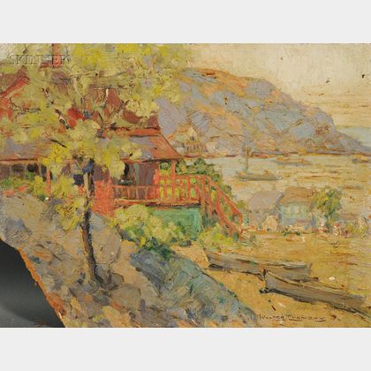 Walter Farndon (American, 1876-1964) Houses Along a Cove
