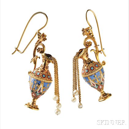 Antique Gold and Micromosaic Earpendants