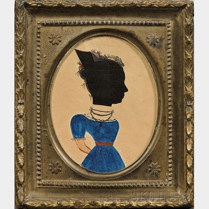Hollowcut and Painted Silhouette of a Lady Wearing a Blue Dress