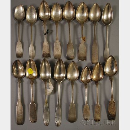 Approximately Seventeen American and European Coin Silver Spoons