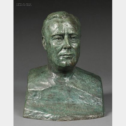 Serge Yourievitch (Russian/French, 1876-1969) Buste de Franklin D. Roosevelt, Gouverneur de l'État de New York 