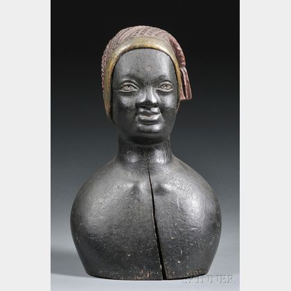 Carved and Painted Bust of a Black Woman Wearing a Liberty Cap