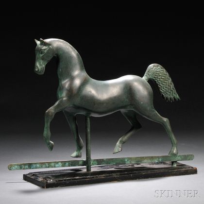 Patinated Cast Bronze Hackney Horse Weathervane-form Sculpture