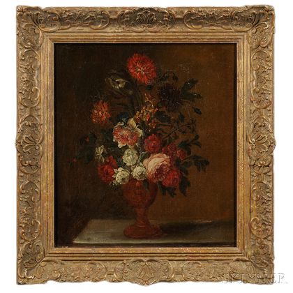 Continental School, 17th/18th Century Floral Still Life in a Classical Urn
