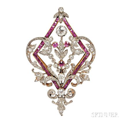 Edwardian Ruby and Diamond Pendant/Brooch