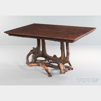 Adirondack-style Marble-top Root Table