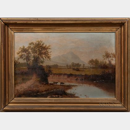 American School, 19th Century River View with Cows