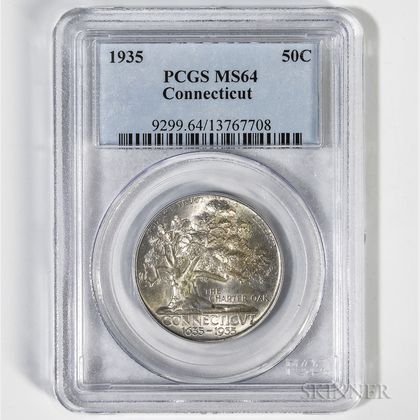 1935 Connecticut Commemorative Half Dollar, PCGS MS64. Estimate $200-300