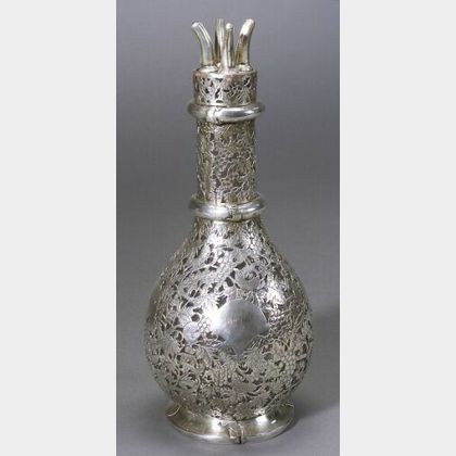 Chinese Export Silver Overlay Four Part Decanter
