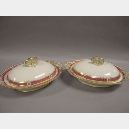 Pair of Copeland Porcelain Covered Serving Dishes