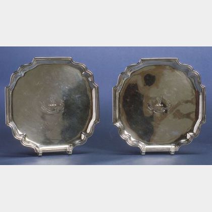 Harlequin Pair of Silver Salvers