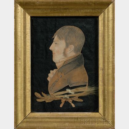 Profile Portrait Miniature of a Gentleman Wearing a Brown Jacket
