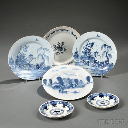 Six English Delftware Plates