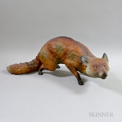 Ceramic Fox Figure with Glass Eyes