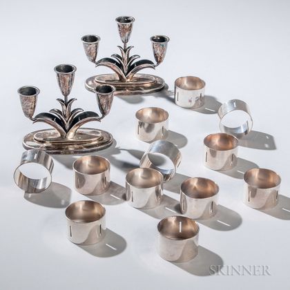 Fourteen Pieces of Continental Silver Tableware