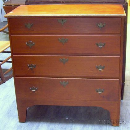 Pine Blanket Chest over Two Long Drawers