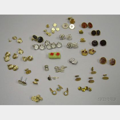 Small Group of Assorted Mostly Costume Cuff Links and Buttons. 