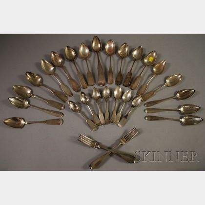 Approximately Thirty Coin and Sterling Silver Spoons