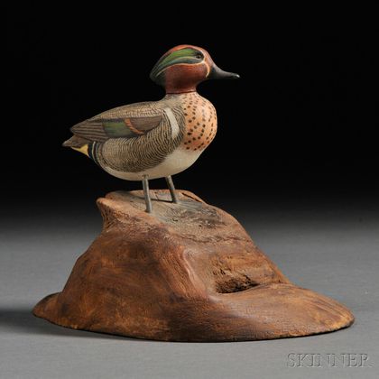 Jess Blackstone Miniature Carved and Painted Green Winged Teal Drake Figure