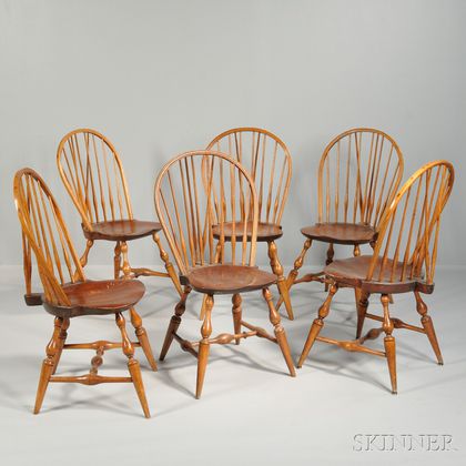 Set of Six Bow-back Windsor Side Chairs, 