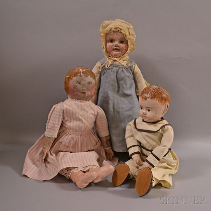 Three Painted Cloth Dolls