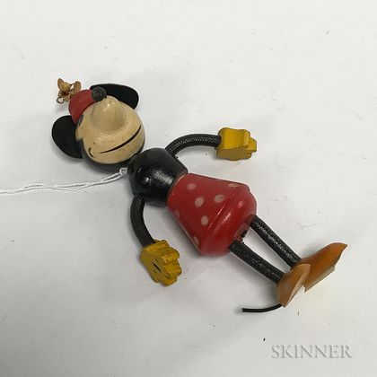 Fun-e-Flex Carved and Painted Wood Figure of Minnie Mouse