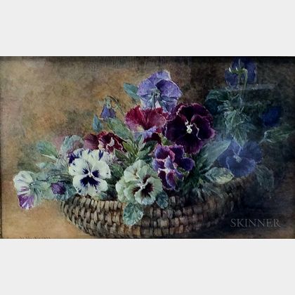 Grace H. Hastie (British, 1839-1926) Pansies in a Basket