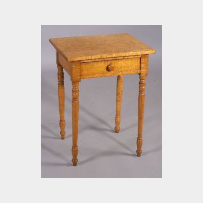 Tiger Maple and Bird&#39;s eye Maple One-Drawer Stand