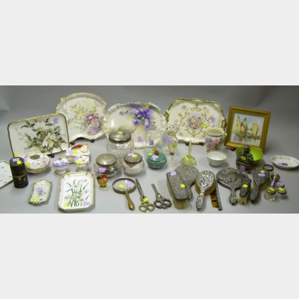 Collection of Sterling Silver, Porcelain, and Glass Dresser Items