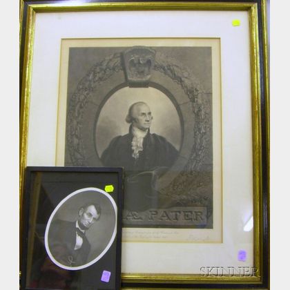 Framed George Washington Print "Patriae Pater" after Rembrandt Peale