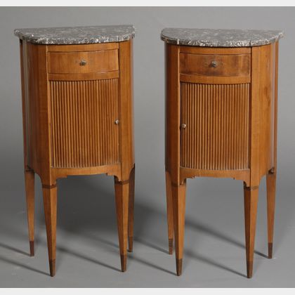 Pair of Italian Neoclassical Style Marble-top Night Tables