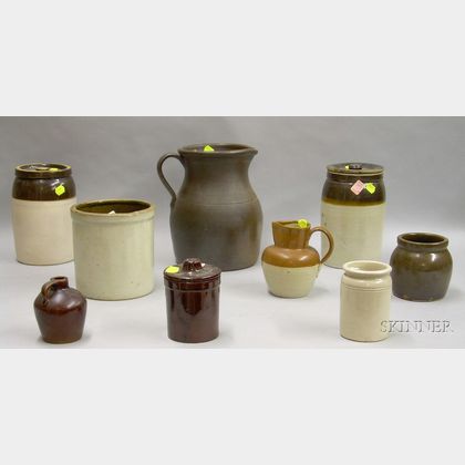 Ten Pieces of Glazed Domestic Stoneware