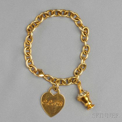 Tiffany & Co Charm Bracelet, 18K Yellow Gold, Cable Car, Eiffel Tower,  Paloma Picasso Heart - Estates Consignments Tiffany & Co Charm Bracelet,  18K Yellow Gold, Cable Car, Eiffel Tower, Paloma Picasso