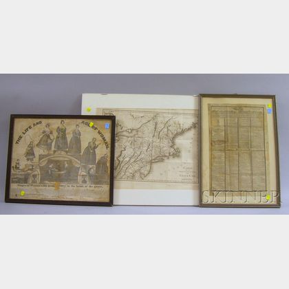 Five Framed 19th Century Prints and New England Maps