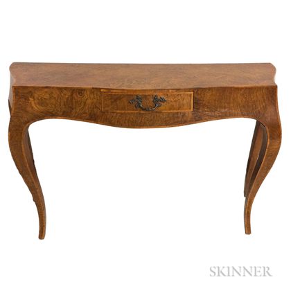 Continental Provincial-style Burl Veneer Console Table
