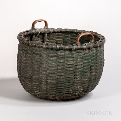 Large Green-painted Ash Splint Basket