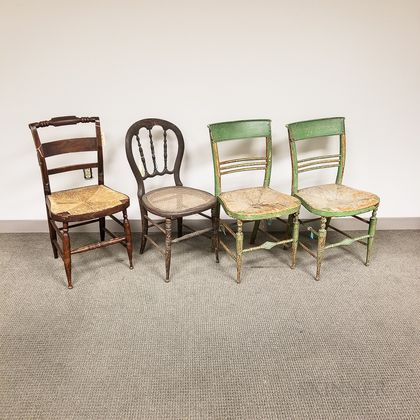 Nine Country Painted Chairs.