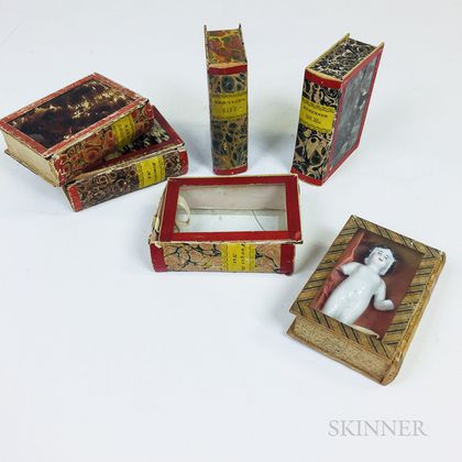 Six Victorian Book-form Love Token Trinket Boxes