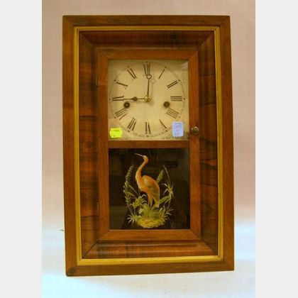 Waterbury Clock Co. Rosewood Veneer and Reverse-Painted Shelf Clock. 
