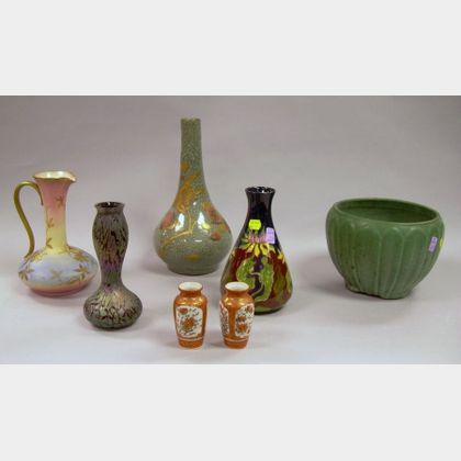 Seven Assorted Decorative Ceramic and Glass Table Items