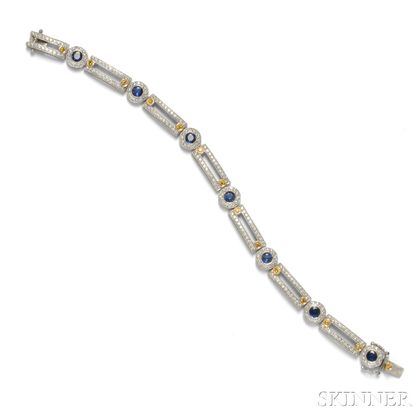 18kt White Gold, Sapphire, and Diamond Bracelet, Simon G.