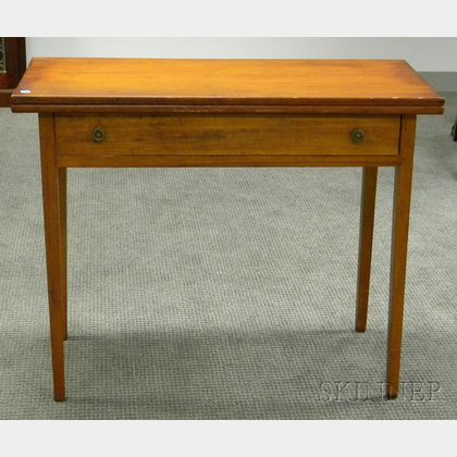 Country Federal Cherry Card Table with Long Drawer. 