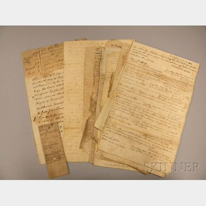 Group of 18th and 19th Century Fairfield Family Related Handwritten Documents, Letters, and Ledgers