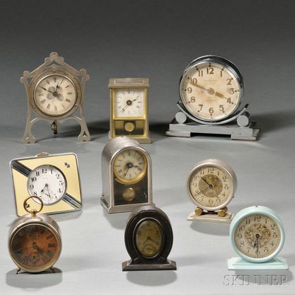 Nine Miniature American Clocks
