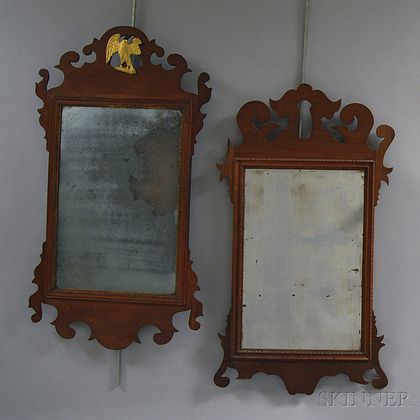 Two Chippendale Mahogany Scroll-frame Mirrors