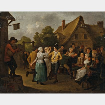 German School, 18th/19th Century Merrymakers Before a Tavern
