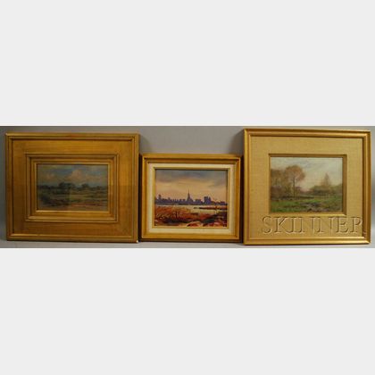 Three Framed Works by Members of the White Family of Connecticut: Henry Cooke White (American 1861-1952),Summer Landscape