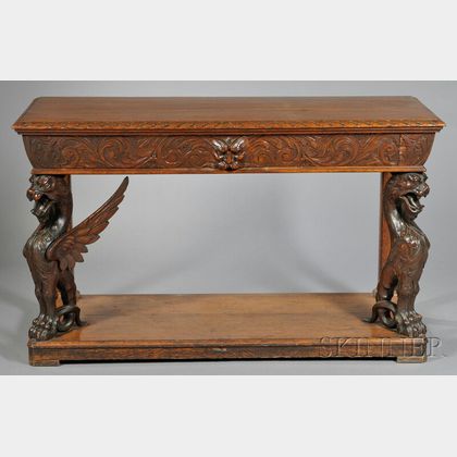 Renaissance Revival Carved Oak Console Table